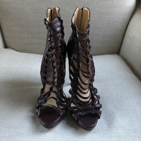 Alexandre Birman Booties Caged Snakeskin Purple - Picture 4 of 7